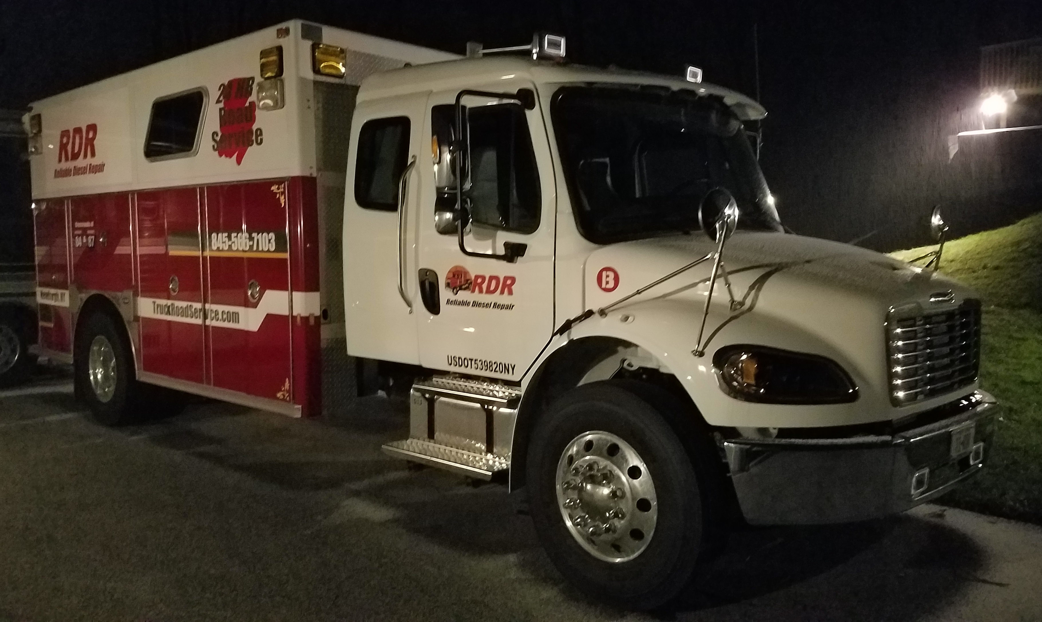 2021 M2 Freightliner Sleeper Cab Service Truck. This new truck is equipped with a E-One Heavy Rescue Body.